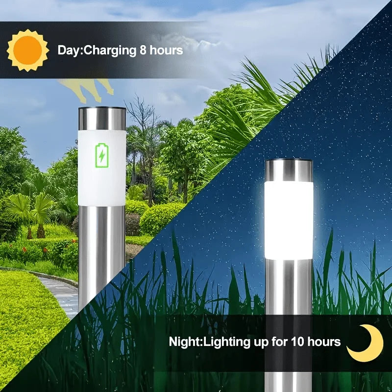 Stainless Steel Solar Pathway Lights Outdoor 4-Pack – Premium Garden Walkway Lighting | Vistolux