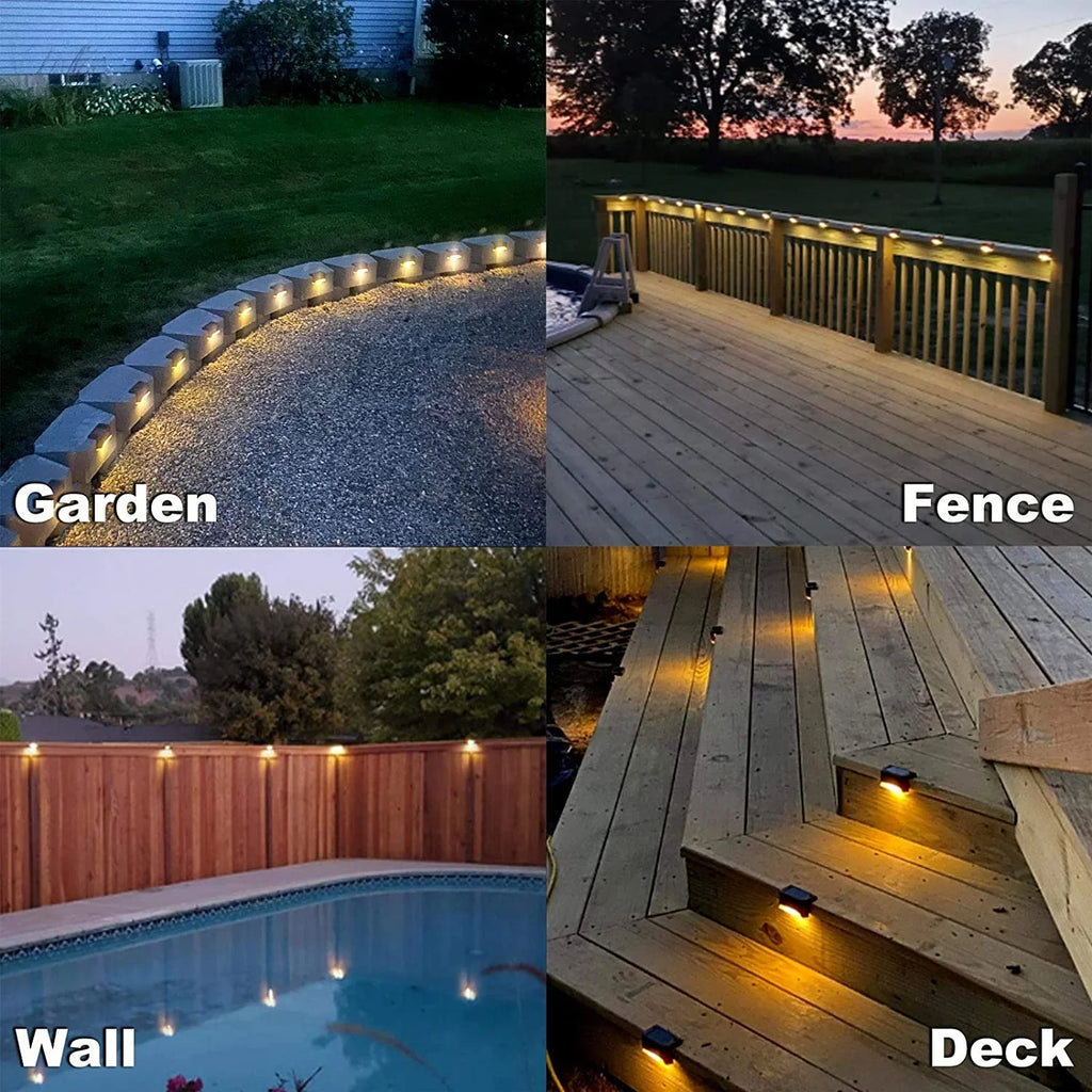 Solar Deck Lights Outdoor 8-Pack – IP67 Waterproof LED Step Lights for Stairs, Fence & Pathway | Vistolux