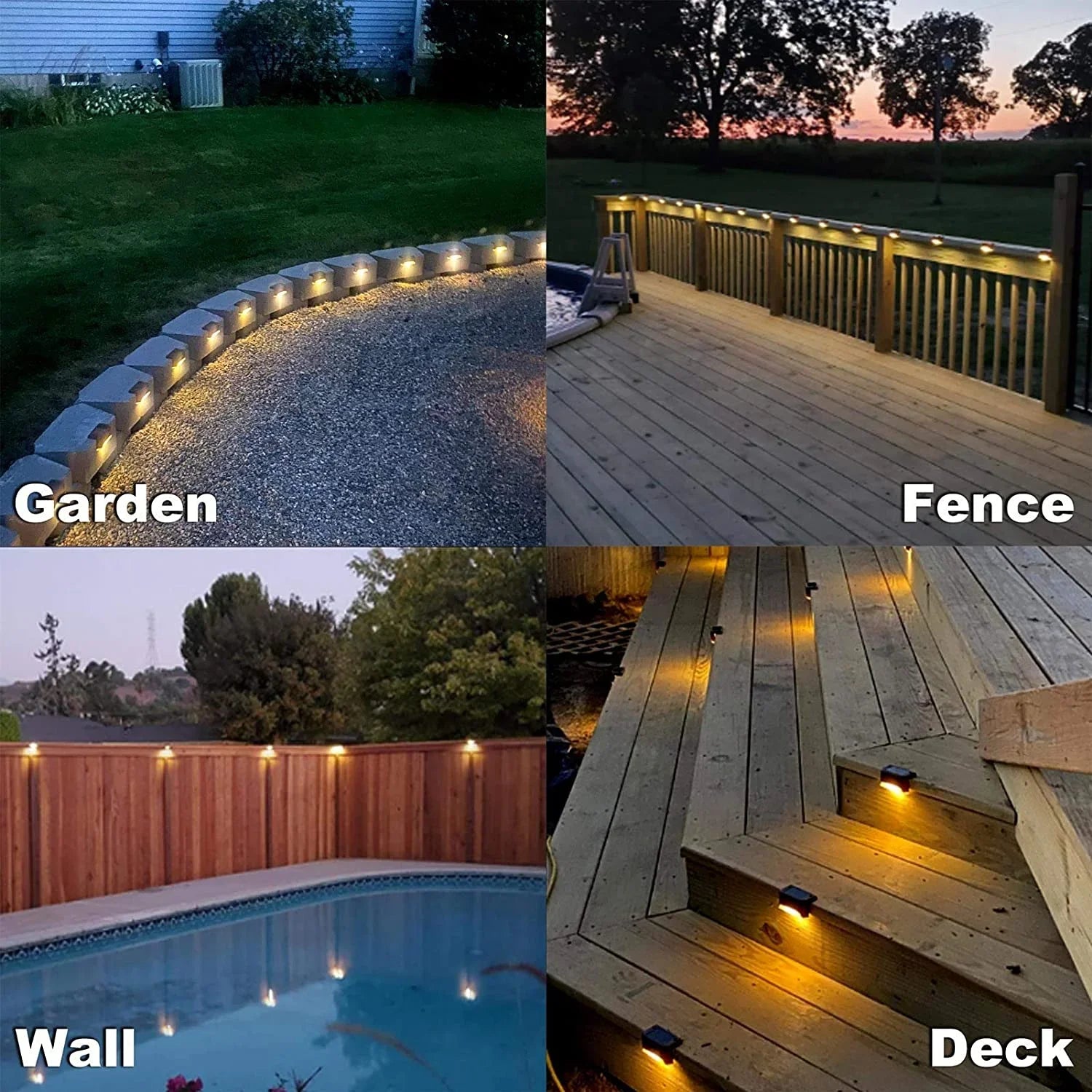 Solar Deck Lights Outdoor 8-Pack – IP67 Waterproof LED Step Lights for Stairs, Fence & Pathway | Vistolux