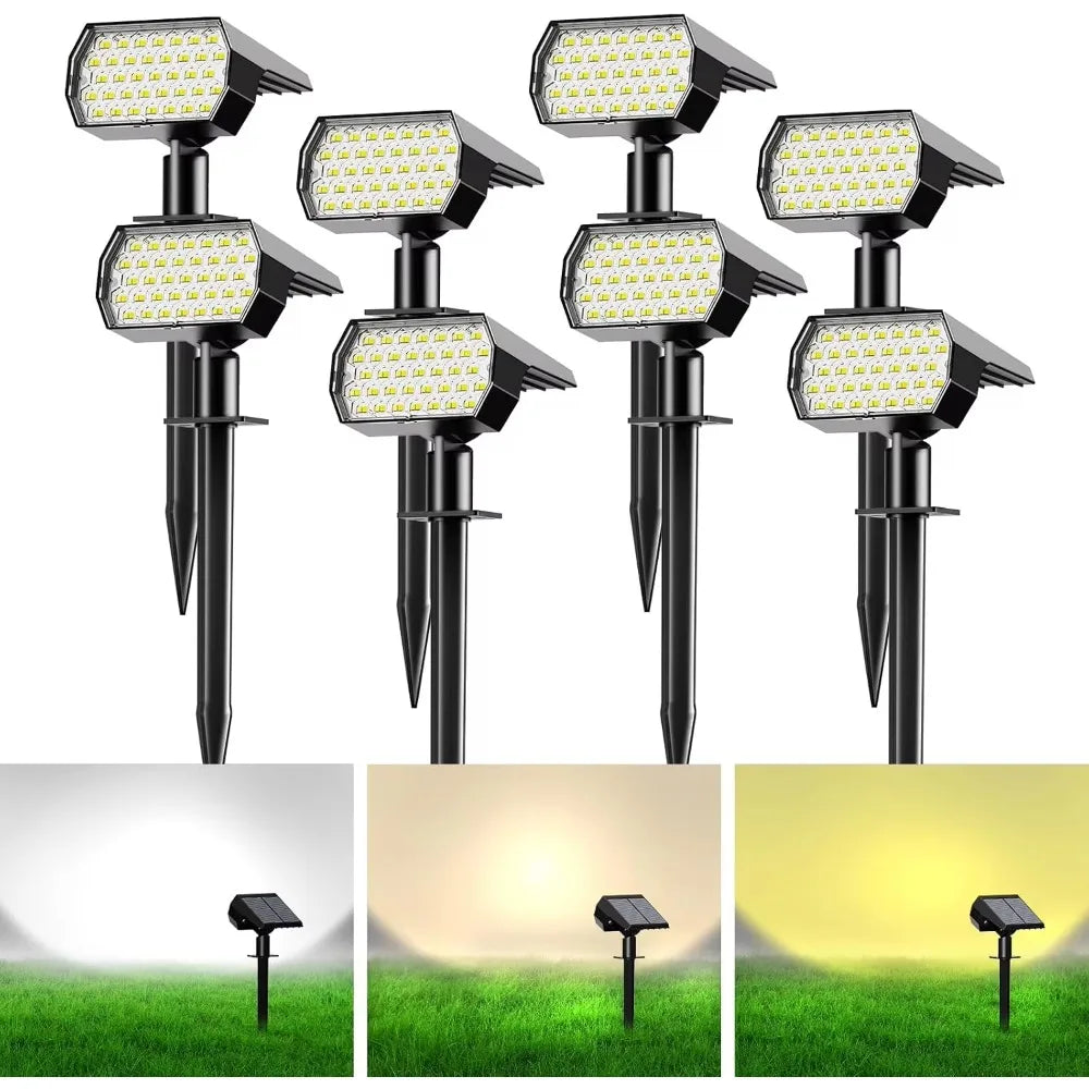 74 LED Solar Spot Lights Outdoor – 3 Color Modes, IP65 Waterproof Landscape Spotlights (2 Pack) | Vistolux