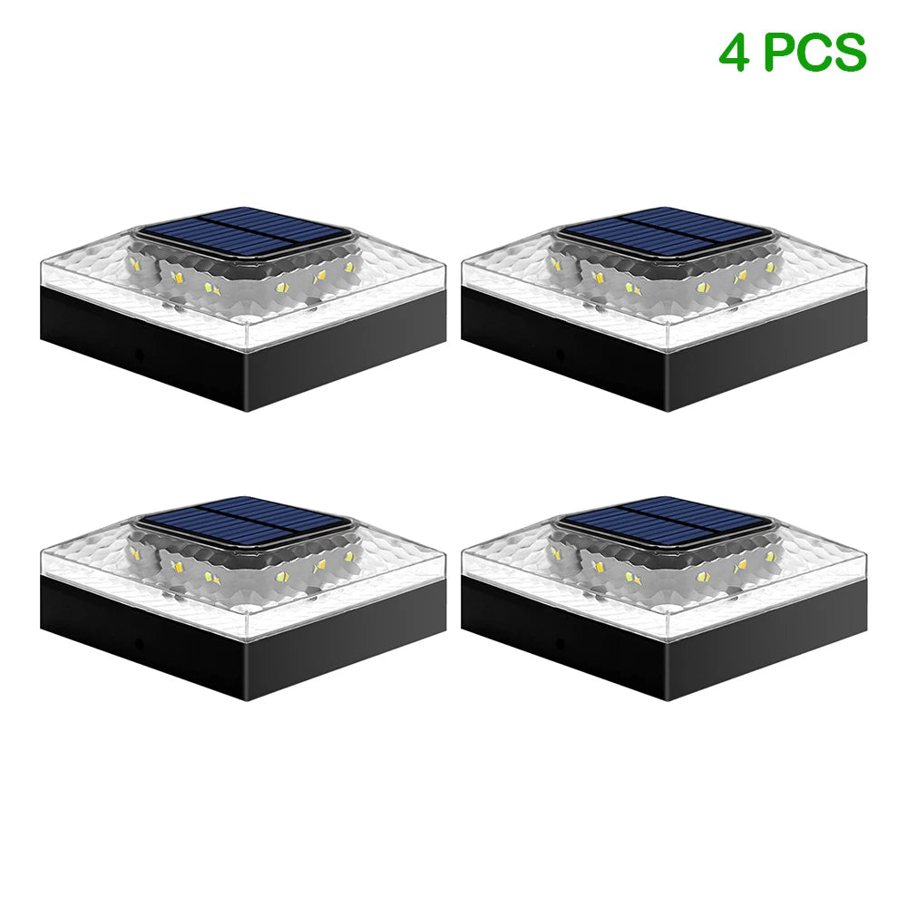Solar Post Cap Lights Outdoor 4-Pack – 4x4 Wood Post LED Fence Deck Caps, Warm White | Vistolux