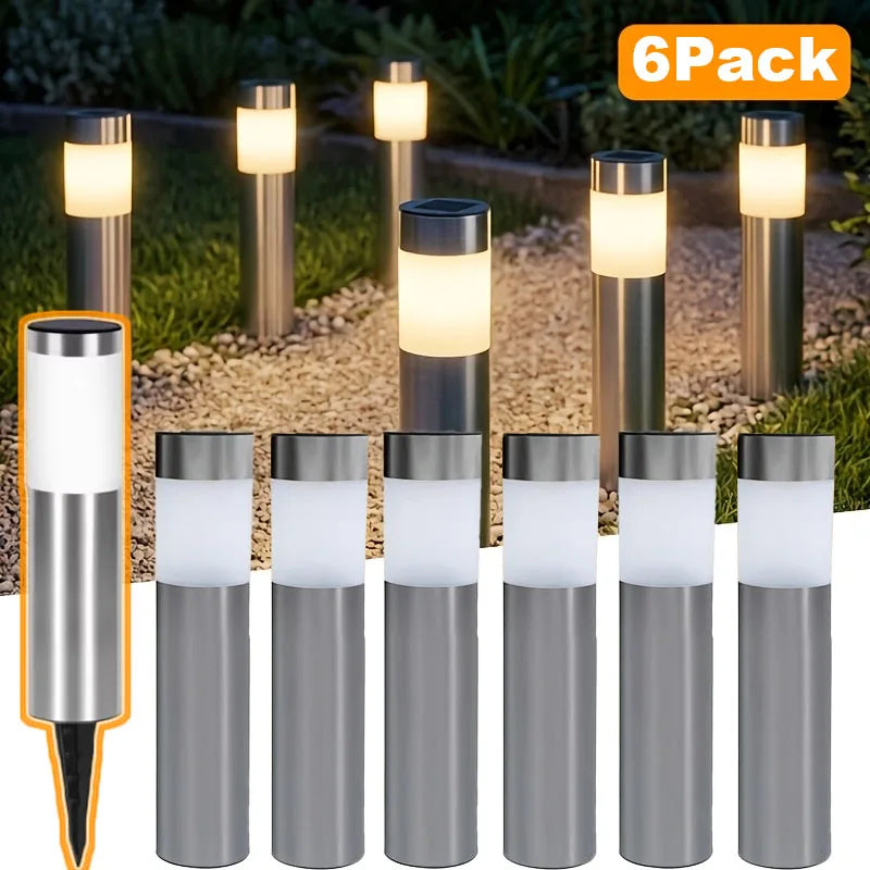Stainless Steel Solar Pathway Lights Outdoor 4-Pack – Premium Garden Walkway Lighting | Vistolux