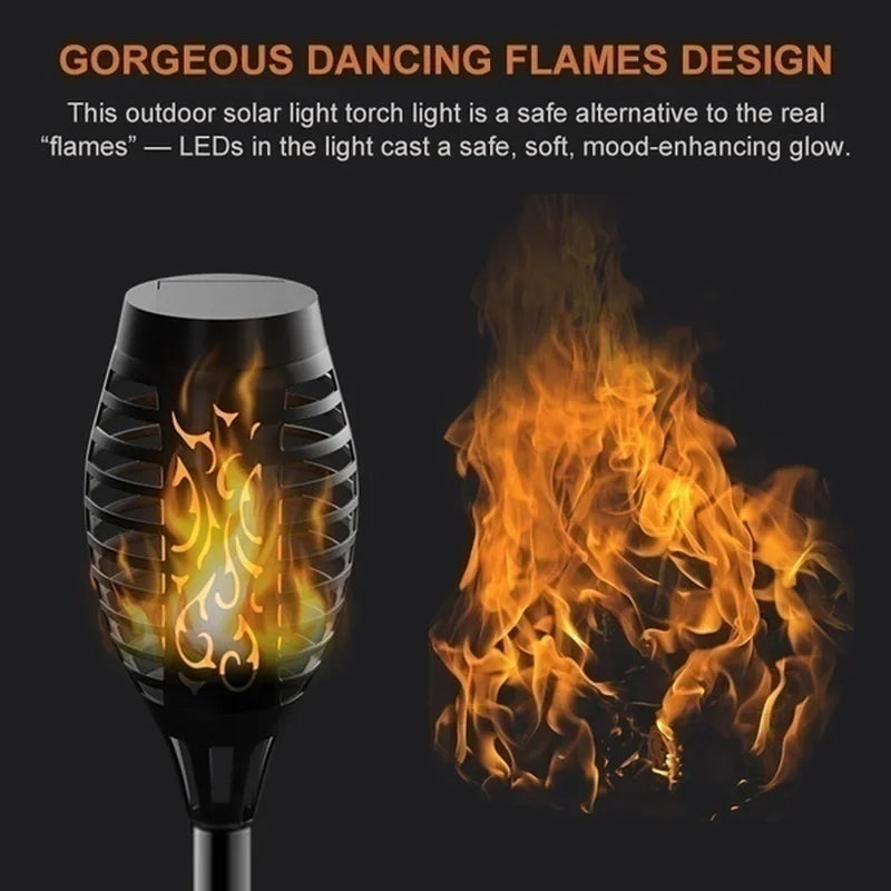 Solar Torch Lights with Flickering Flame Outdoor 4-Pack – Dancing Flame Garden Torches IP65 | Vistolux