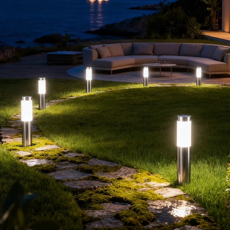 Stainless Steel Solar Pathway Lights Outdoor 4-Pack – Premium Garden Walkway Lighting | Vistolux