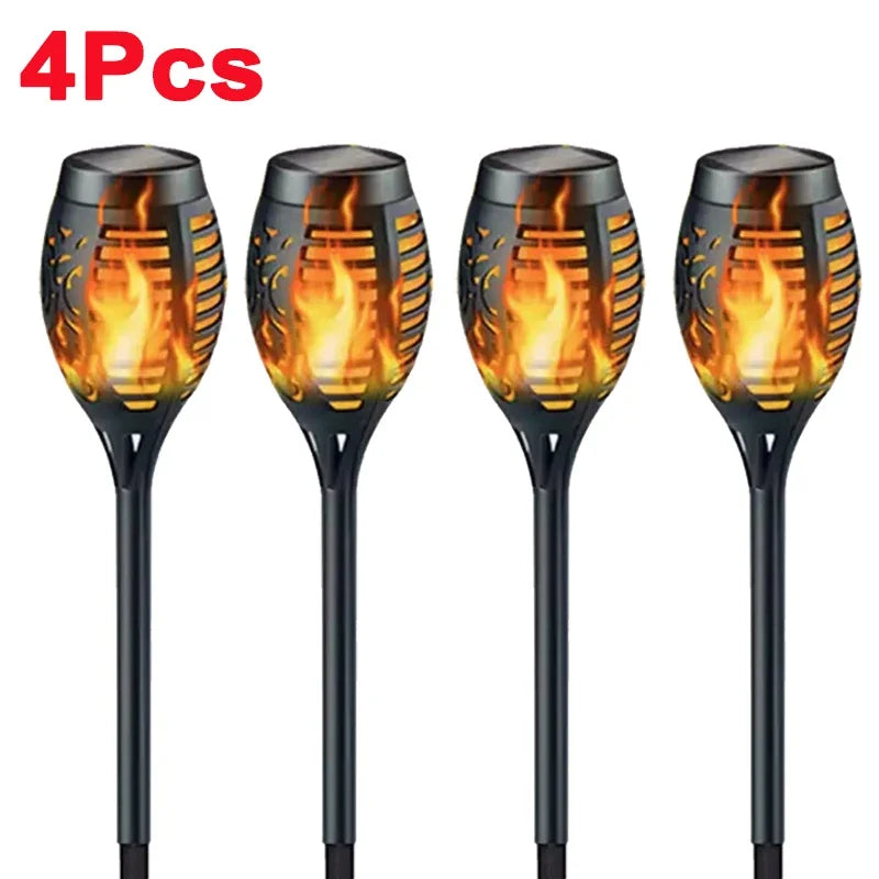 Solar Torch Lights with Flickering Flame Outdoor 4-Pack – Dancing Flame Garden Torches IP65 | Vistolux