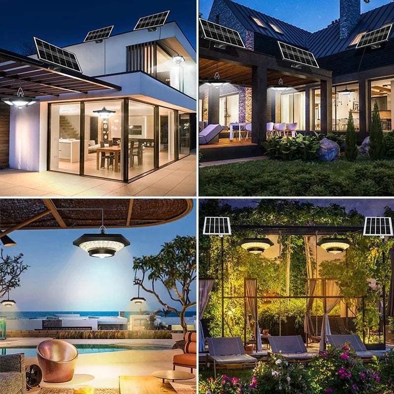 Solar Pendant Light Indoor/Outdoor – Hanging Shed & Gazebo Lamp with Remote and Long Cable Panel | Vistolux