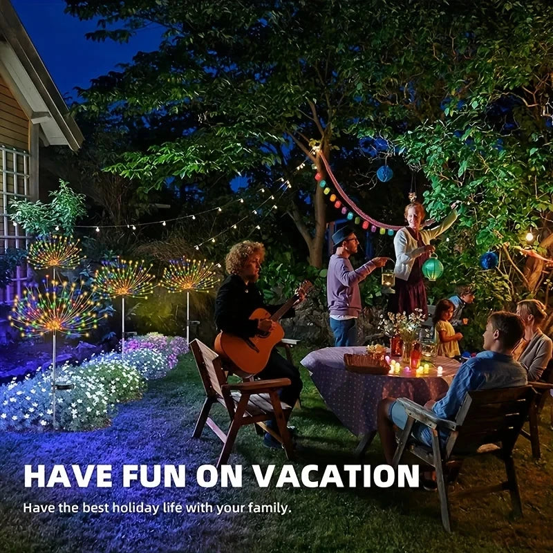 Solar Firework Lights Outdoor 200 LED – Copper Wire Starburst Ground Lights, 8 Modes (2 Pack) | Vistolux