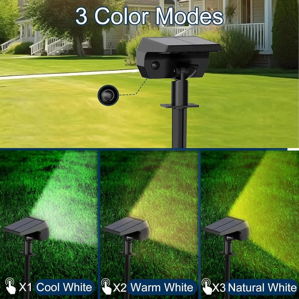 74 LED Solar Spot Lights Outdoor – 3 Color Modes, IP65 Waterproof Landscape Spotlights (2 Pack) | Vistolux