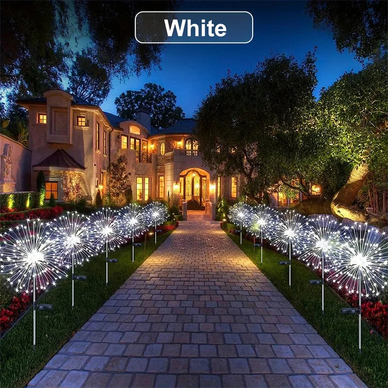 Solar Firework Lights Outdoor 200 LED – Copper Wire Starburst Ground Lights, 8 Modes (2 Pack) | Vistolux
