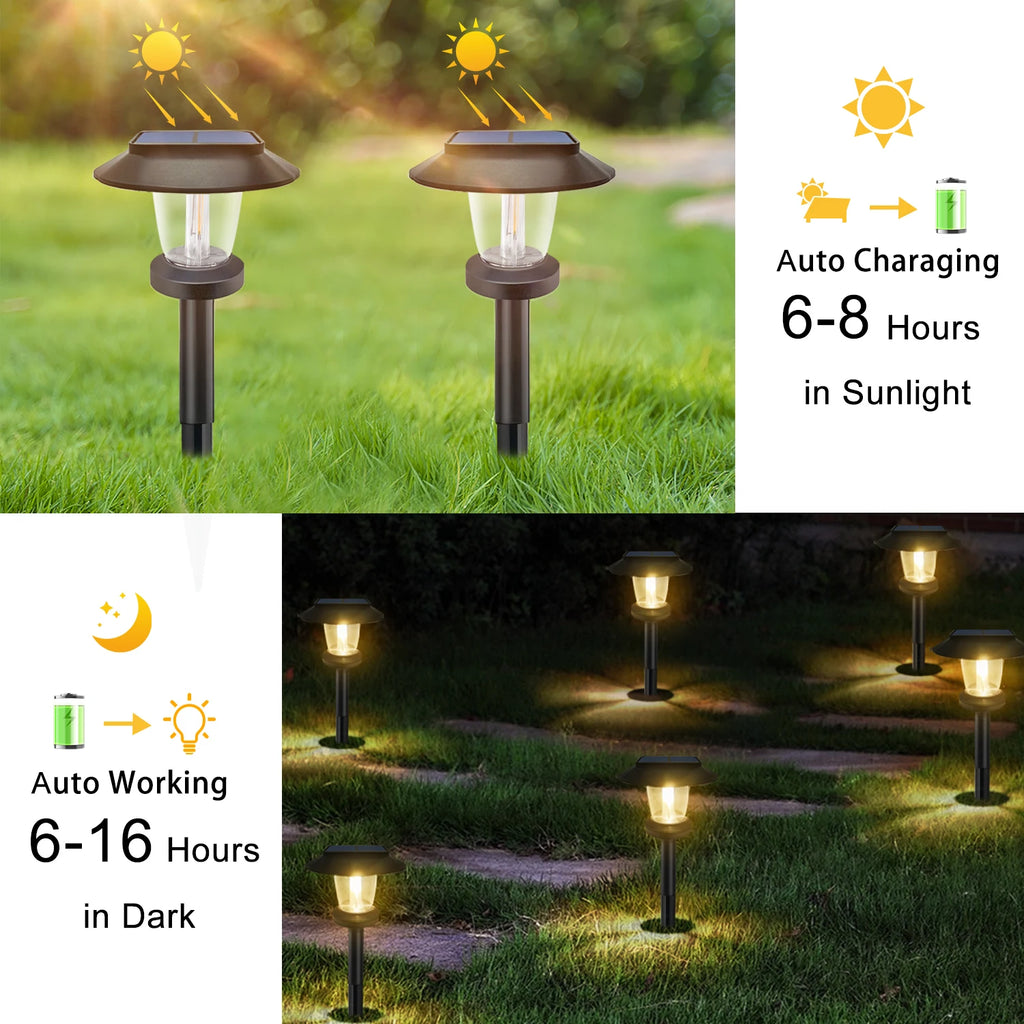 Solar Pathway Lights Outdoor 6-Pack – IP65 Waterproof Garden Walkway Lamps for Driveway & Landscape | Vistolux