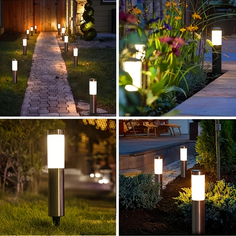 Stainless Steel Solar Pathway Lights Outdoor 4-Pack – Premium Garden Walkway Lighting | Vistolux