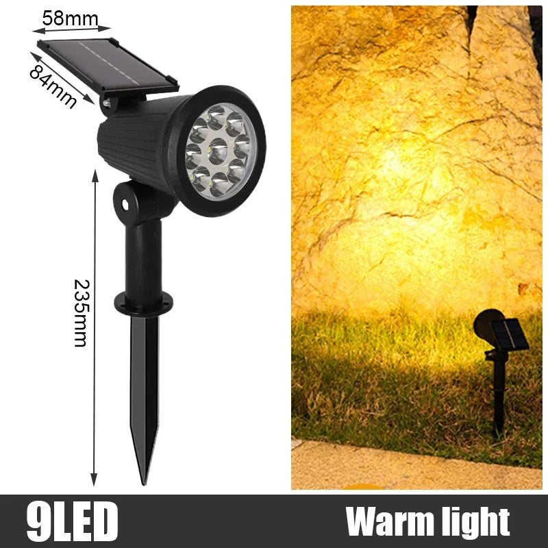 RGB Solar Spot Lights Outdoor – Color Changing LED Landscape Spotlight, Adjustable Brightness (2 Pack) | Vistolux