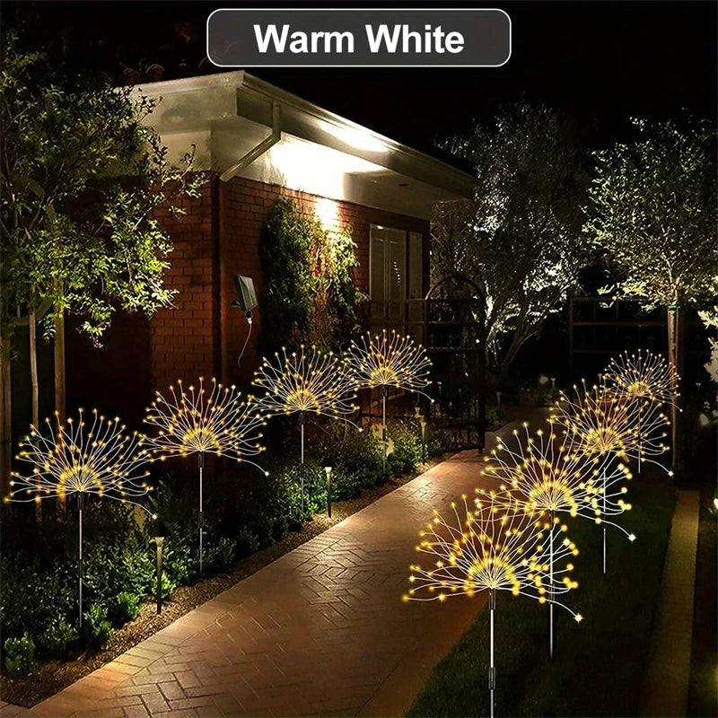 Solar Firework Lights Outdoor 200 LED – Copper Wire Starburst Ground Lights, 8 Modes (2 Pack) | Vistolux