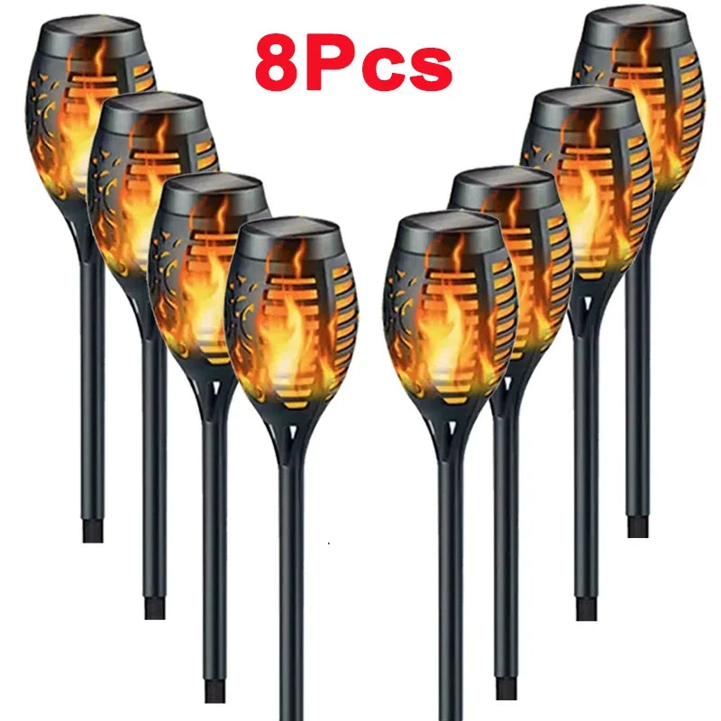 Solar Torch Lights with Flickering Flame Outdoor 4-Pack – Dancing Flame Garden Torches IP65 | Vistolux