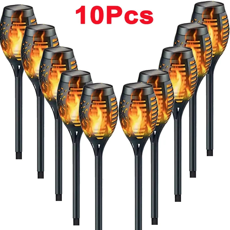 Solar Torch Lights with Flickering Flame Outdoor 4-Pack – Dancing Flame Garden Torches IP65 | Vistolux