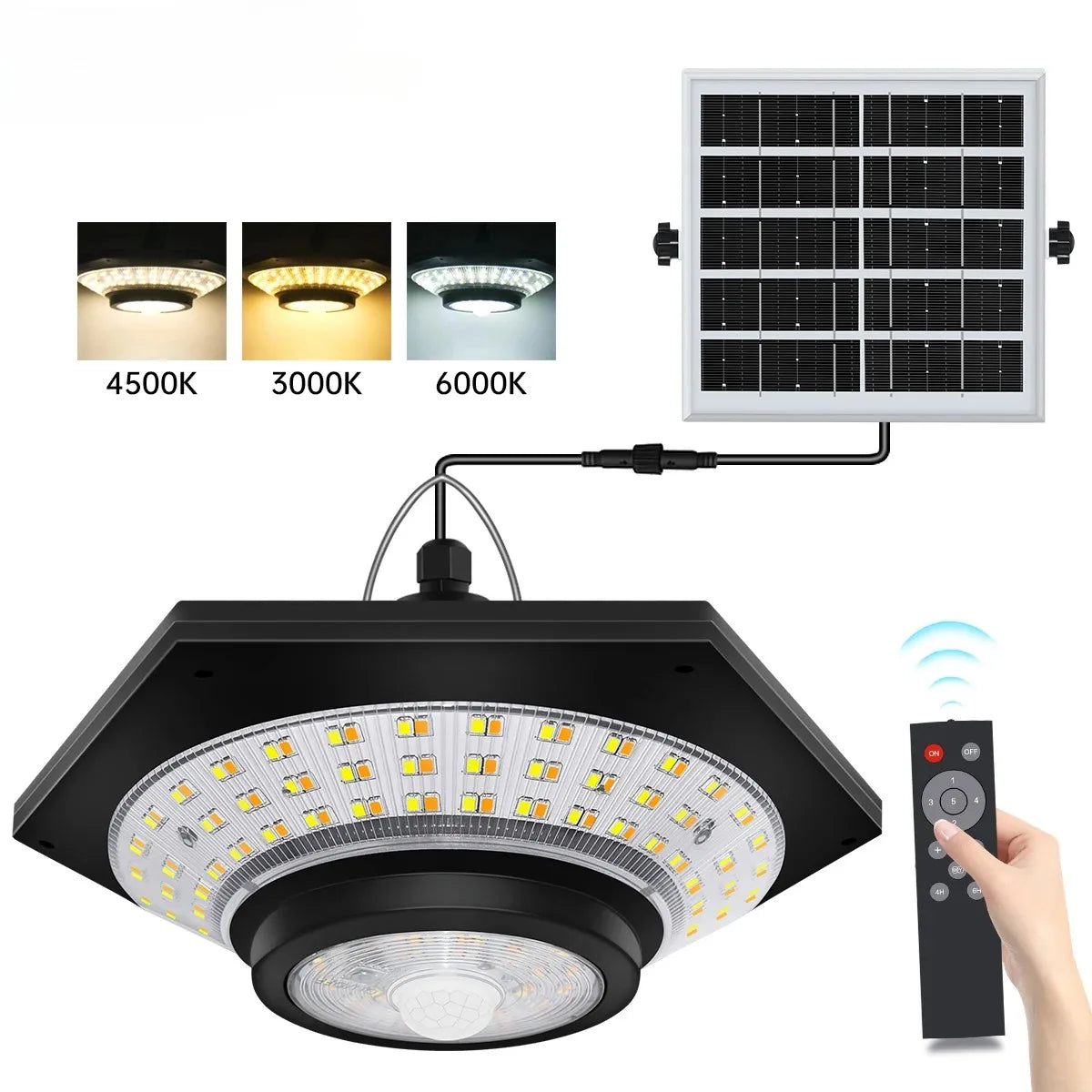 Solar Pendant Light Indoor/Outdoor – Hanging Shed & Gazebo Lamp with Remote and Long Cable Panel | Vistolux