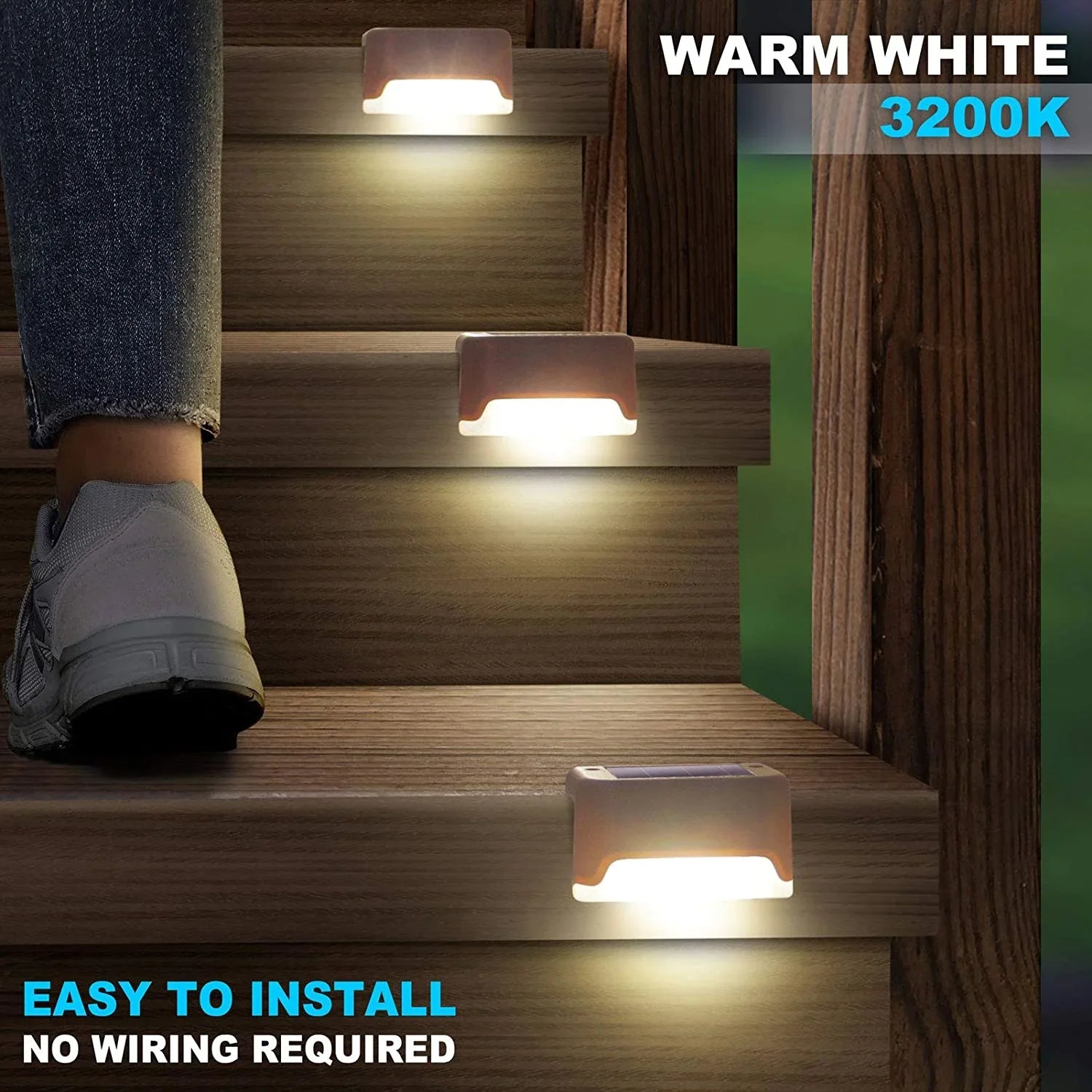 Solar Deck Lights Outdoor 8-Pack – IP67 Waterproof LED Step Lights for Stairs, Fence & Pathway | Vistolux