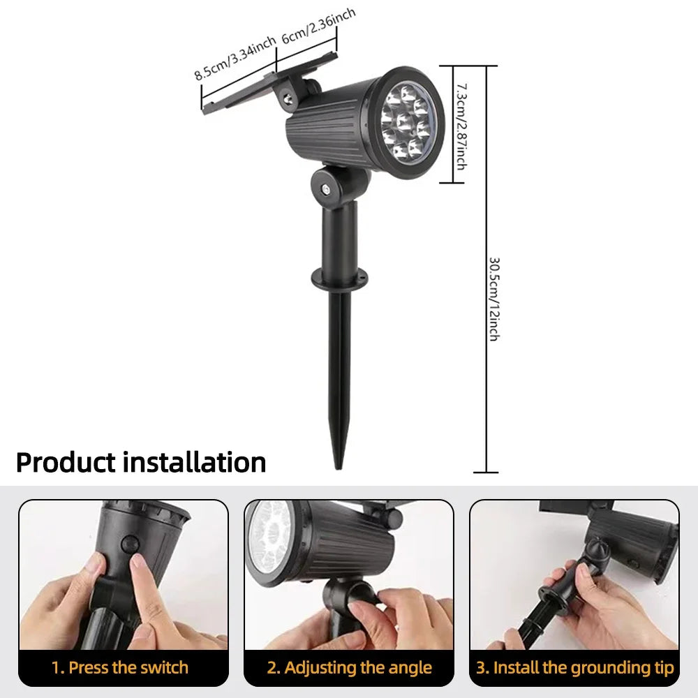 RGB Solar Spot Lights Outdoor – Color Changing LED Landscape Spotlight, Adjustable Brightness (2 Pack) | Vistolux