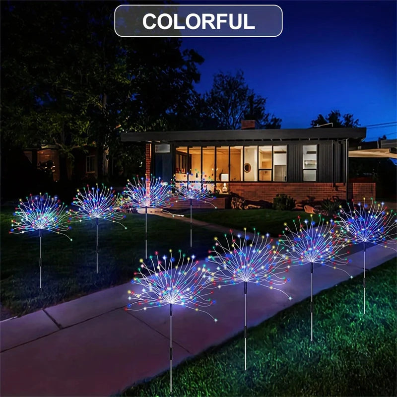 Solar Firework Lights Outdoor 200 LED – Copper Wire Starburst Ground Lights, 8 Modes (2 Pack) | Vistolux