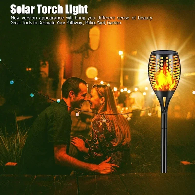 Solar Torch Lights with Flickering Flame Outdoor 4-Pack – Dancing Flame Garden Torches IP65 | Vistolux