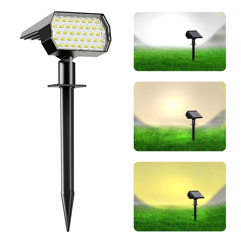 74 LED Solar Spot Lights Outdoor – 3 Color Modes, IP65 Waterproof Landscape Spotlights (2 Pack) | Vistolux