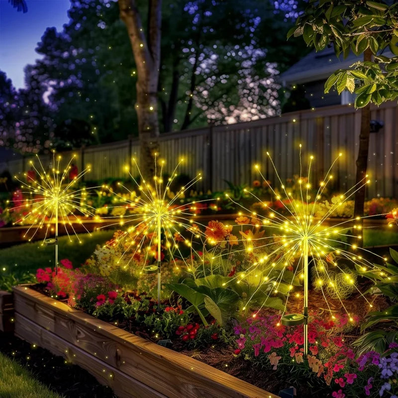 Solar Firework Lights Outdoor 200 LED – Copper Wire Starburst Ground Lights, 8 Modes (2 Pack) | Vistolux