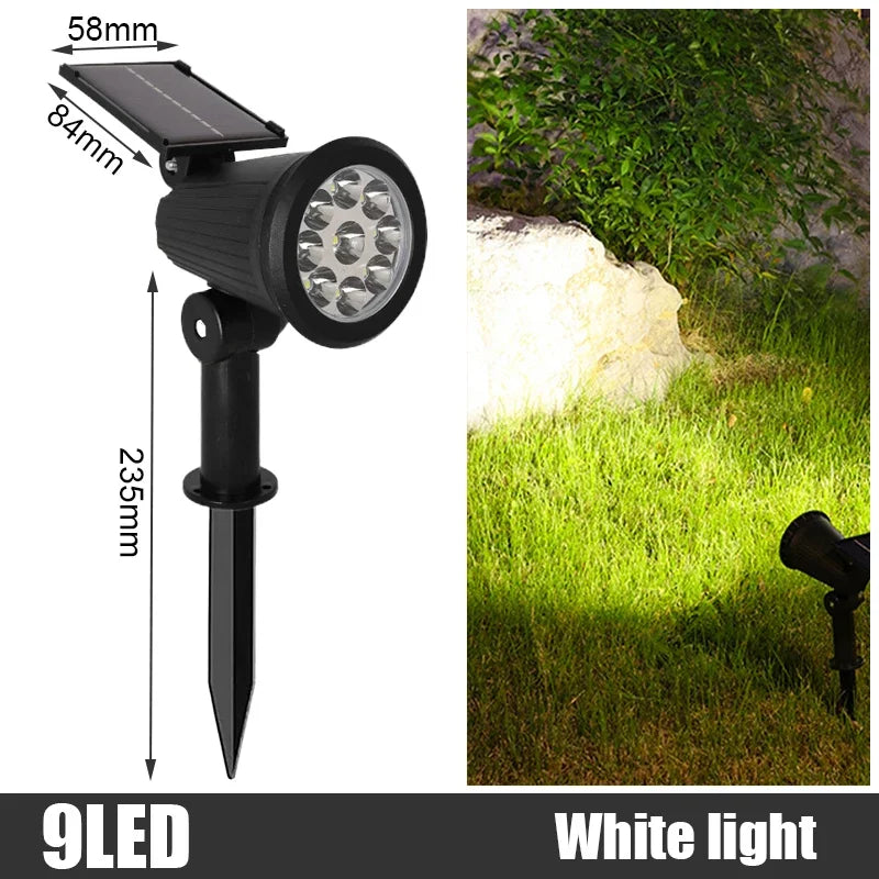RGB Solar Spot Lights Outdoor – Color Changing LED Landscape Spotlight, Adjustable Brightness (2 Pack) | Vistolux