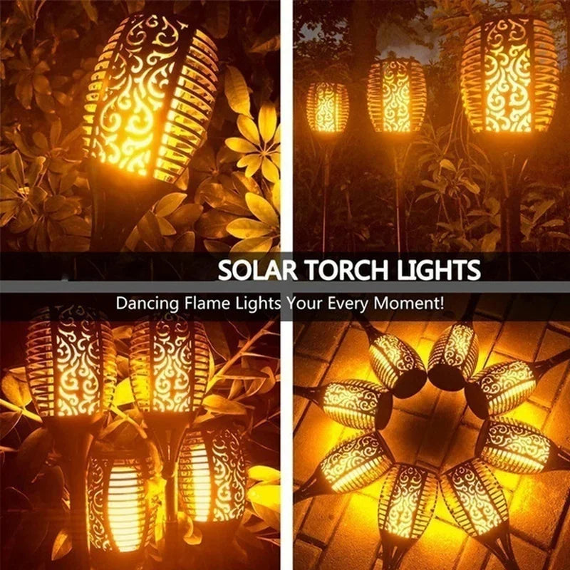 Solar Torch Lights with Flickering Flame Outdoor 4-Pack – Dancing Flame Garden Torches IP65 | Vistolux