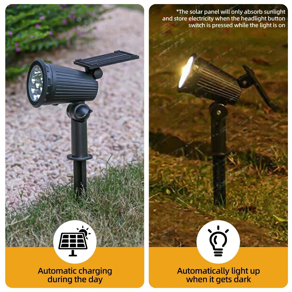 RGB Solar Spot Lights Outdoor – Color Changing LED Landscape Spotlight, Adjustable Brightness (2 Pack) | Vistolux