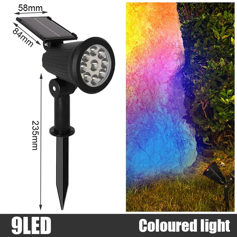 RGB Solar Spot Lights Outdoor – Color Changing LED Landscape Spotlight, Adjustable Brightness (2 Pack) | Vistolux